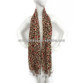 100% Baumwolle Material Licht Farbe Leopard Gedruckt Gewebte Muster Mädchen Schal Schal